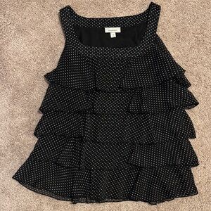 Dress Barn Black Blouse with White Polka Dots